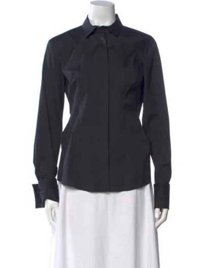 Pre-owned Byblos Long Sleeve Button-up Top In Grey