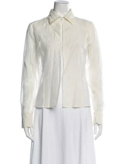 Pre-owned Byblos Long Sleeve Button-up Top In Neutrals