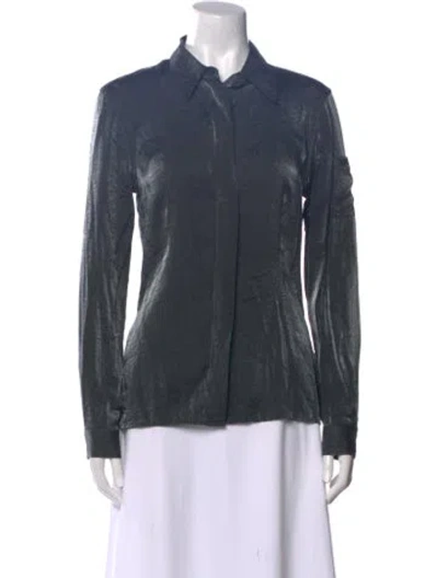 Pre-owned Byblos Long Sleeve Button-up Top W/ Tags In Gray