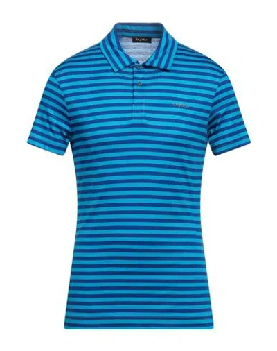 Byblos Man Polo Shirt Azure Size Xl Cotton In Blue