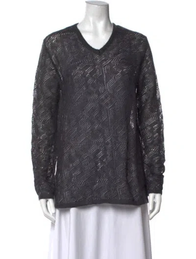 Pre-owned Byblos Mohair Patterned Sweater In Grey
