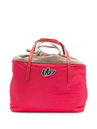 Byblos Patent-leather Trim Drawstring Tote Bag In Purple