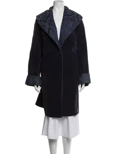 Pre-owned Byblos Patterned Coat In Blue
