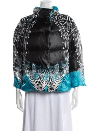 Pre-owned Byblos Patterned Down Jacket In Black