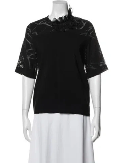 Pre-owned Byblos Patterned Short Sleeve Top In Black