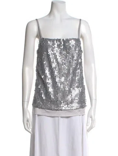 Pre-owned Byblos Patterned Square Neckline Top In Multi