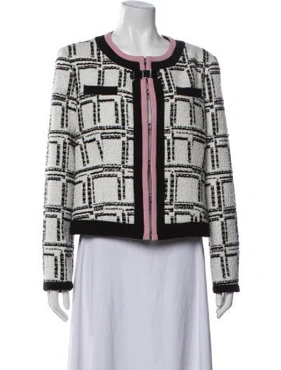 Pre-owned Byblos Plaid Print Jacket W/ Tags In White