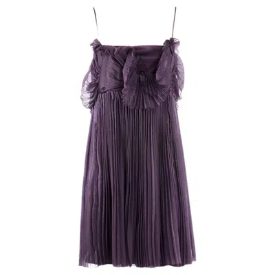 Pre-owned Byblos Plissé Silk Dress Size 44 In Black