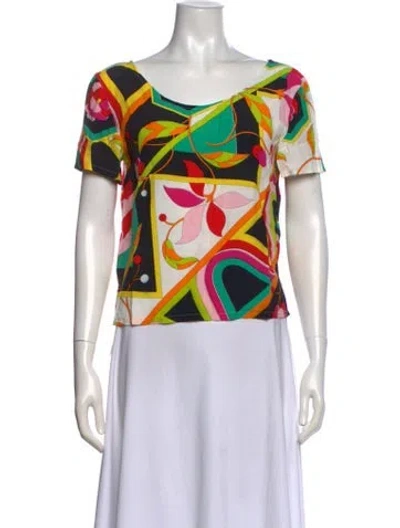 Pre-owned Byblos Printed Bateau Neckline T-shirt In Multi