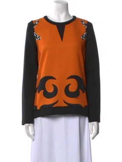 Pre-owned Byblos Printed Crew Neck Sweatshirt In Orange