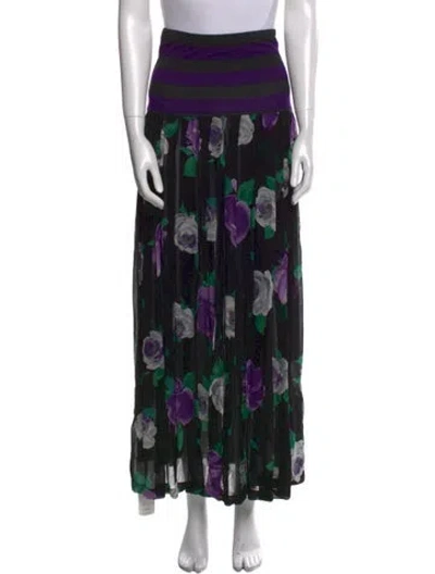 Pre-owned Byblos Printed Midi Length Skirt In Black