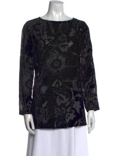 Pre-owned Byblos Printed Scoop Neck Blouse In Black