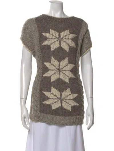 Pre-owned Byblos Printed Scoop Neck Sweater In Neutral