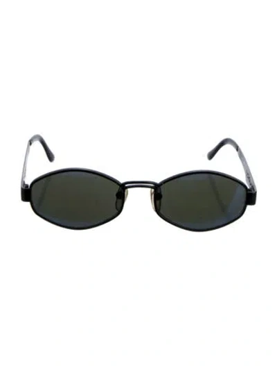 Pre-owned Byblos Round Mirrored Sunglasses In Black