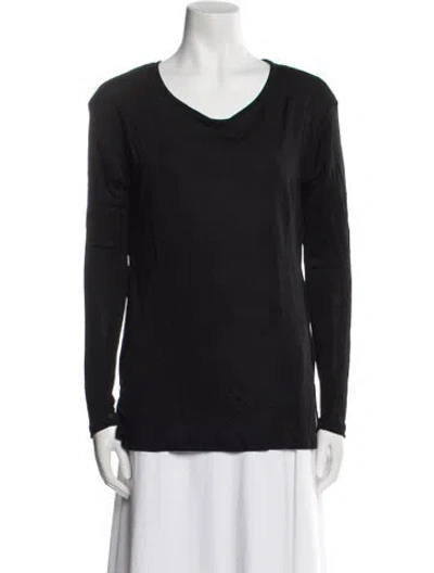 Pre-owned Byblos Scoop Neck Long Sleeve Top In Black
