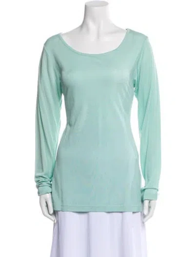 Pre-owned Byblos Scoop Neck Long Sleeve T-shirt In Blue