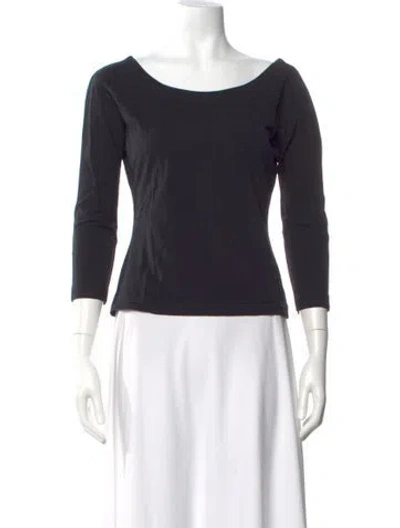 Pre-owned Byblos Scoop Neck Three-quarter Sleeve Top In Black