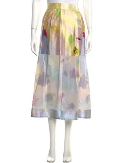 Pre-owned Byblos Silk Midi Length Skirt In Multi