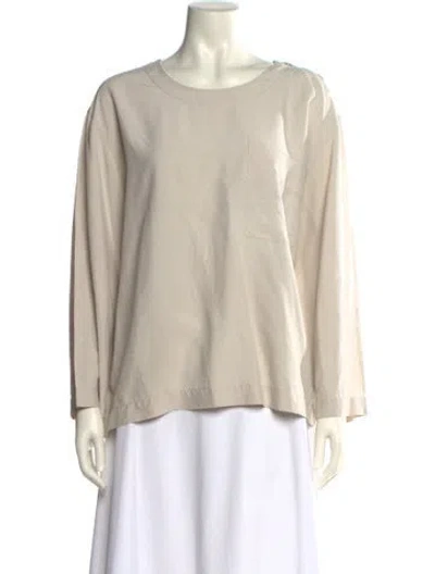 Pre-owned Byblos Silk Scoop Neck Blouse In Neutral