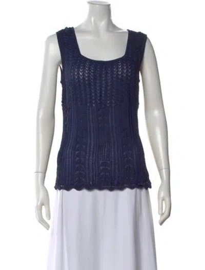 Pre-owned Byblos Square Neckline Sleeveless Top In Blue