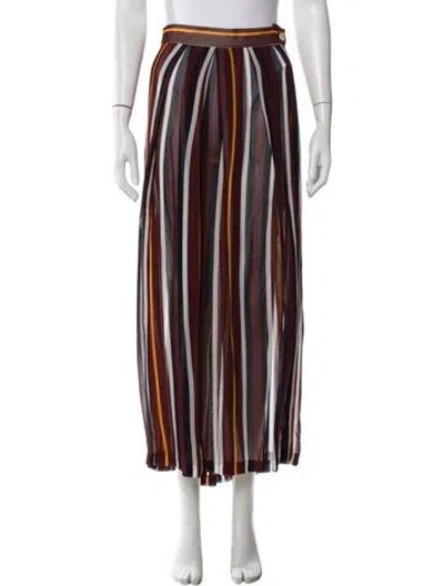 Pre-owned Byblos Striped Long Skirt In Blue/brown/white