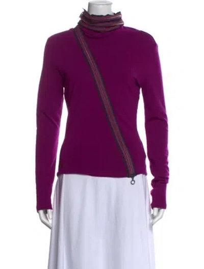 Pre-owned Byblos Turtleneck Long Sleeve Top In Purple