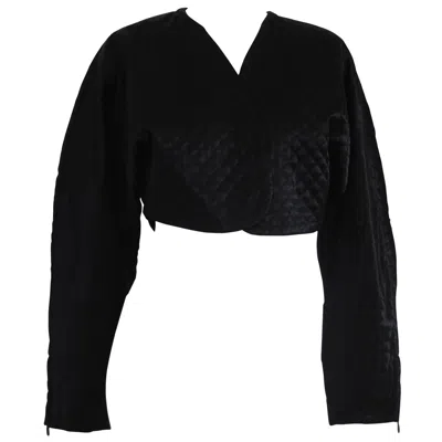 Pre-owned Byblos Vintage 1980s Black Cotton Women's Bolero Jacket, Size 44 Italy