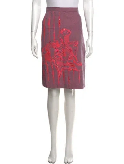 Pre-owned Byblos Virgin Wool Midi Length Skirt In Pink