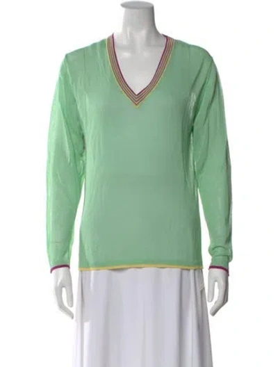 Pre-owned Byblos V-neck Sweater In Green