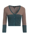 Byblos Woman Cardigan Khaki Size Xs Viscose, Polyamide In Beige
