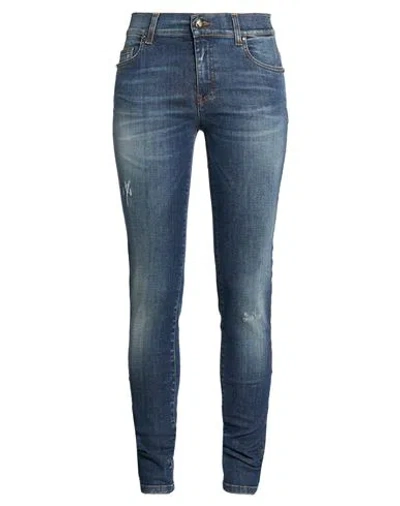 Byblos Woman Jeans Blue Size 31 Cotton, Elastane