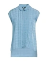 Byblos Woman Shirt Light Blue Size 4 Acetate, Viscose In Blue