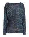 Byblos Woman T-shirt Navy Size S Viscose, Elastane In Navy Blue