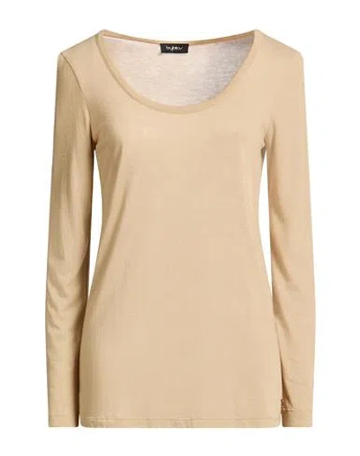 Byblos Woman T-shirt Sand Size 6 Viscose, Polyamide, Cashmere In Neutral