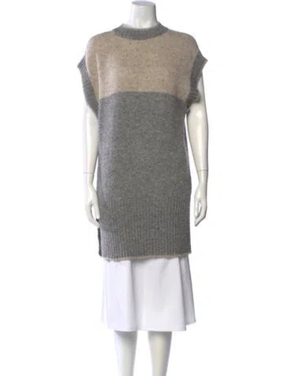 Pre-owned Byblos Wool Colorblock Pattern Sweater In Grey