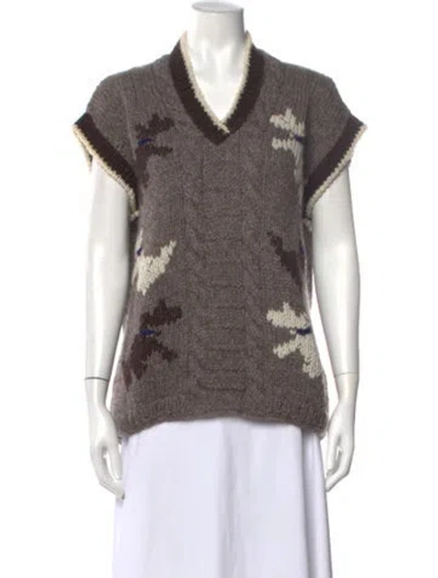 Pre-owned Byblos Wool Graphic Print Sweater In Multicolor