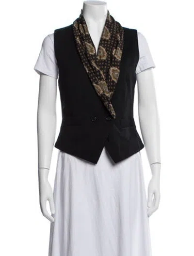 Pre-owned Byblos Wool Paisley Print Vest In Green