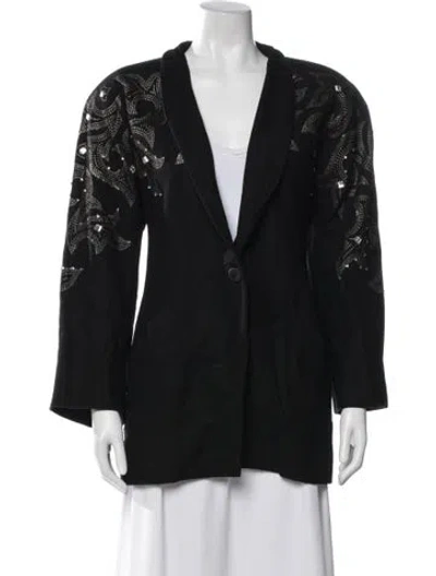 Pre-owned Byblos Wool Patterned Blazer In Black