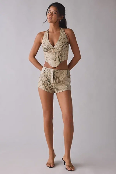 By.dyln By. Dyln Brayden Snakeskin Faux Leather Micro Short In Scale Print, Women's At Urban Outfitters