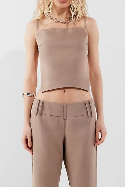 By.dyln By. Dyln Esta Open-back Tank Top In Taupe, Women's At Urban Outfitters In Brown