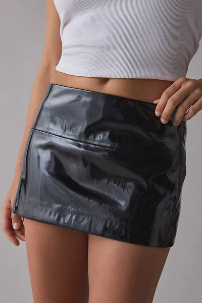By.dyln By. Dyln Lenni Coated Faux Leather Micro Mini Skirt In Black, Women's At Urban Outfitters