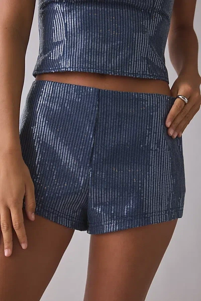 By.dyln By. Dyln Messa Sequin Micro Short In Indigo, Women's At Urban Outfitters In Blue