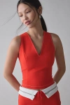 By.dyln By. Dyln Miranda V-neck Crop Top In Red, Women's At Urban Outfitters In Red
