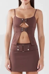 By.dyln By. Dyln Ren Buckle Detail Cutout Top In Chocolate, Women's At Urban Outfitters In Brown