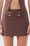By.dyln By. Dyln Ren Buckle Detail Low-rise Mini Skirt In Chocolate, Women's At Urban Outfitters In Brown