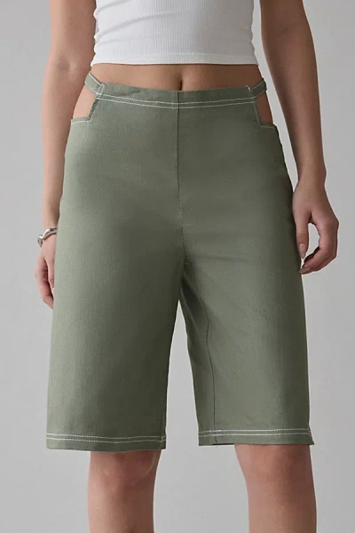 By.dyln By. Dyln Rhomona Cutout Belted Canvas Jort In Sage, Women's At Urban Outfitters