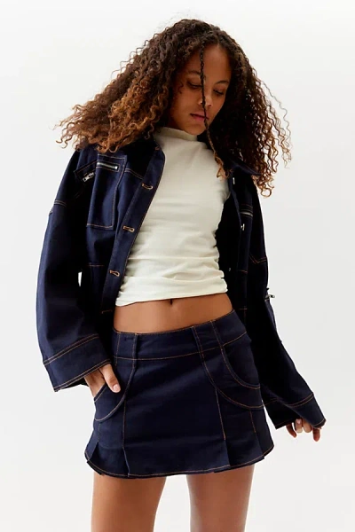 By.dyln By. Dyln Avant Denim Micro Mini Skirt In Navy, Women's At Urban Outfitters