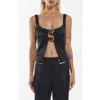 By.dyln Ellis Harness Strap Cutout Satin Top