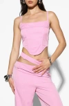 By.dyln Montanna Nonstretch Denim Corset Top In Pink Pin Stripe
