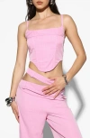 By.dyln Montanna Nonstretch Denim Corset Top In Pink Pin Stripe